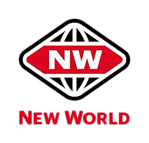 New World Supermarkets logo featuring red diamond shape with NW letters and company name