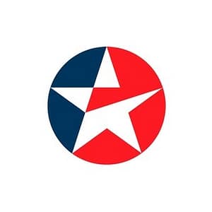 Patriotic star logo in red, white, and blue colors forming a circular emblem design